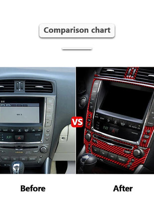 Red Carbon Fiber GPS Navigation Panel Cover Trim TypeB For Lexus IS250 2006-2012