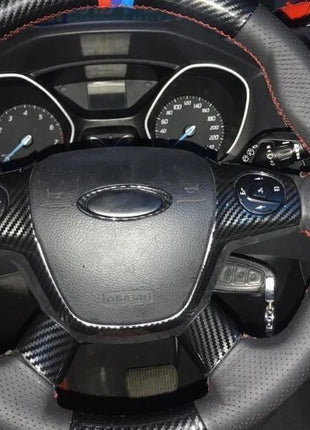 Cover Trim Carbon Fiber 3PCS Steering Wheel Switch Fit For Ford Focus 2012-2014