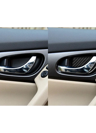 4x Carbon Fiber Door Handle Inner Bowl Cover Trim For Nissan Rogue 2014-2016