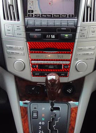 Red Carbon Fiber Radio Control Cover Trim Sticker For Lexus RX330 350 2004-2009