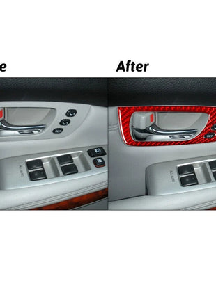4Pcs Red Carbon Fiber Interior Door Handle Cover Trim For Lexus RX330 RX350