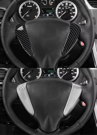 Carbon Fiber Steering Wheel Button Cover Trim For Nissan Sentra 2013-2019 Type B