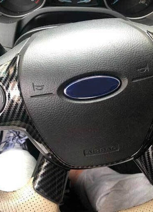 Cover Trim Carbon Fiber 3PCS Steering Wheel Switch Fit For Ford Focus 2012-2014