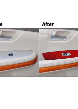 Red Carbon Fiber Rear Window Control Cover Trim For Lexus RX330 RX350 2004-2009