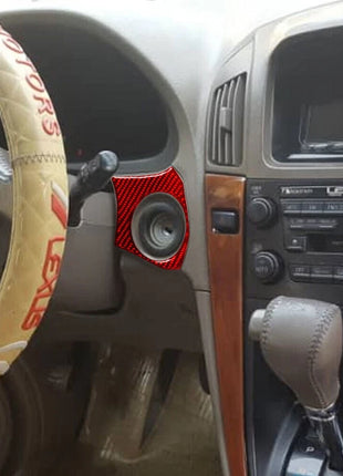 Red Carbon Fiber Right Key Hole Of Steering Wheel Trim For Lexus RX300 1998-2003
