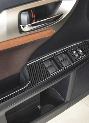 4Pcs Carbon Fiber Window Switch Lift Panel Cover Trim For Lexus CT200h 2011-2017