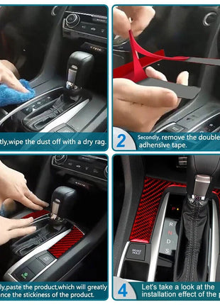Red Carbon Fiber Rear Door Window Control Cover Trim For Nissan Altima 2019-2022
