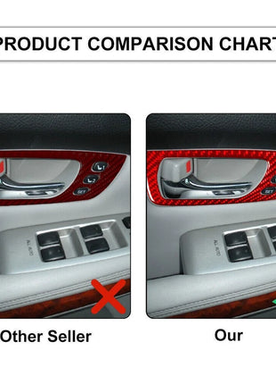 4Pcs Red Carbon Fiber Interior Door Handle Cover Trim For Lexus RX330 RX350