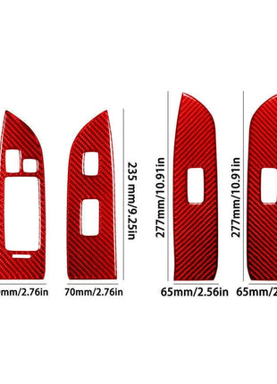 4Pcs Red Carbon Fiber Window Lift Control Trim For LEXUS RX330 RX350 2004-2009