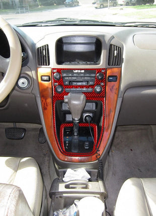 Red Carbon Fiber Interior Central Console Cover Trim For Lexus RX300 1998-2003 A