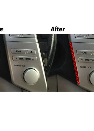 Red Carbon Fiber Audio Control Side Trim Strip For Lexus RX330 RX350 2004-2009