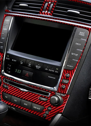Red Carbon Fiber GPS Navigation Panel Cover Trim TypeB For Lexus IS250 2006-2012