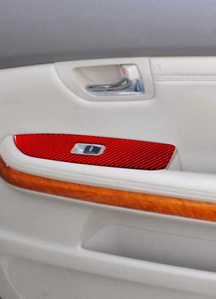 4Pcs Red Carbon Fiber Window Lift Control Trim For LEXUS RX330 RX350 2004-2009