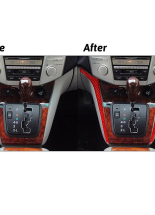 Red Carbon Fiber Shifter Console Side Cover Trim For Lexus RX330 RX350 2004-2009