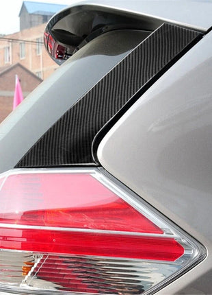 2X Carbon Fiber Rear Window Glass Sticker Cover Trim For Nissan Rogue 2014-2016