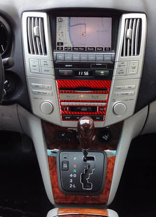 Red Carbon Fiber Radio Control Cover Trim Sticker For Lexus RX330 350 2004-2009