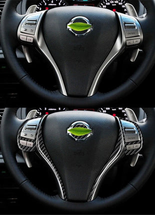 Carbon Fiber Steering Wheel Button Frame Cover Trim For Nissan Altima 2013-2015