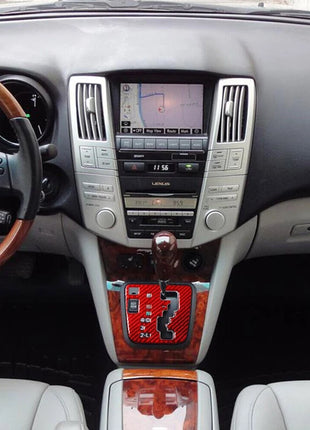Red Carbon Fiber Gear Shift Cover Trim For LEXUS RX330 2004-2006 RX350 2006-2009