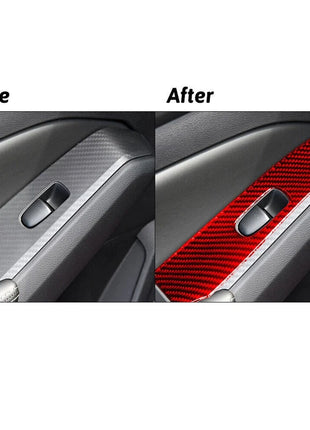 Red Carbon Fiber Rear Door Window Control Cover Trim For Nissan Altima 2019-2022