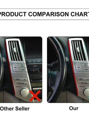 Red Carbon Fiber Center Air Vent Side Cover Trim For Lexus RX330 RX350 2004-2009