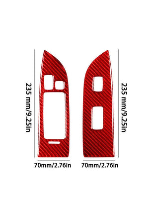 Red Carbon Fiber Front Window Lift Control Trim For LEXUS RX330 RX350 2004-2009