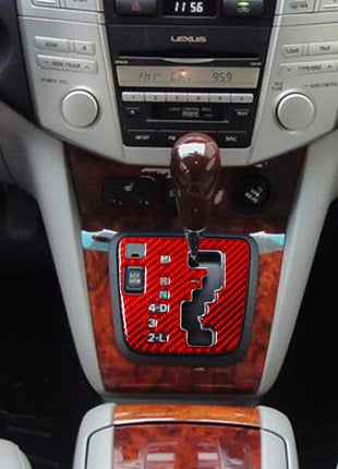 Red Carbon Fiber Gear Shift Cover Trim For LEXUS RX330 2004-2006 RX350 2006-2009