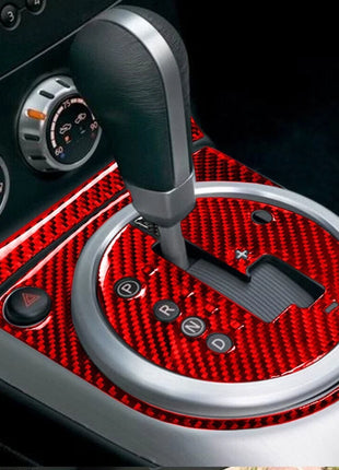 1Set Red Carbon Fiber Inner Gear Shift Panel Trim Cover For Nissan 350Z 2006-09