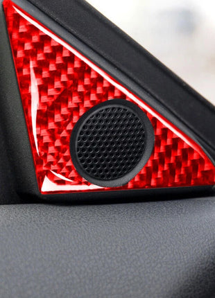 Red Carbon Fiber Loudspeaker Frame Cover Trim For Nissan Gt-r R35 2008-2020